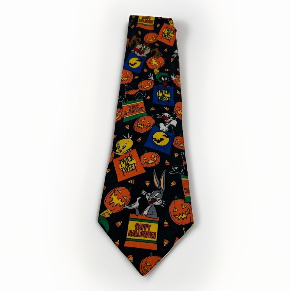Vintage 1996 Looney Tunes Mania Halloween Tie Bugs Bunny Taz Warner‎ Bros